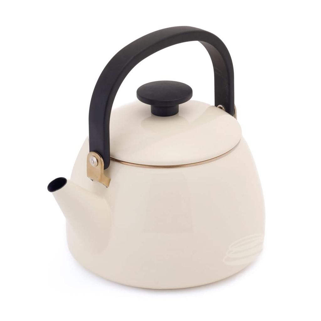 Fuji Enamel Gas and Induction Compatible Wide-Mouth Kettle, 2.5L, Vanilla,