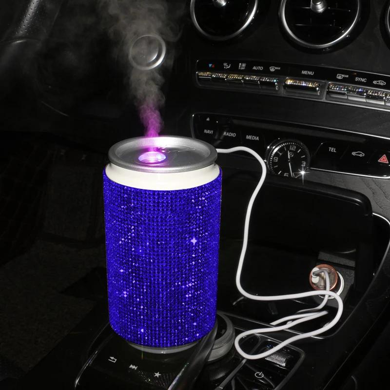 Umidificator auto Diamond Crystal cu lumină LED Umidificatoare de birou Portabil USB Mini Odorizant de aer Accesorii auto pentru femei