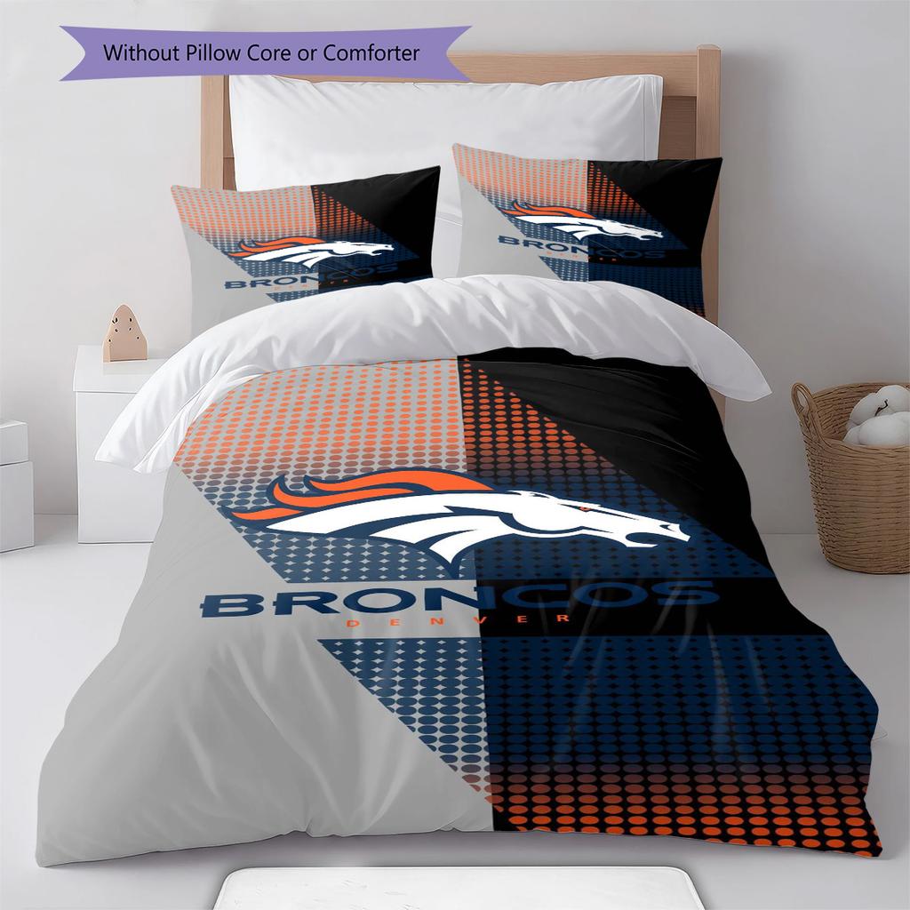 Denver Broncos Pattern Bedding Set Quilt Cover Pillowcase Home Decor Gift (1 * duvet cover + 2 * pillowcase, without core)