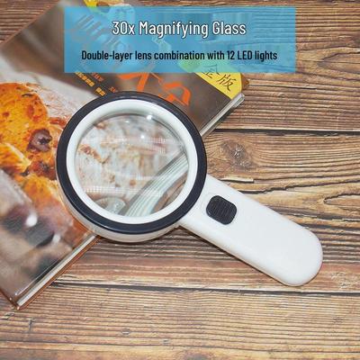 30x HD Handheld Magnifier with LED for Reading, Repair, and Authentication - Perfect for Kids and Seniors.