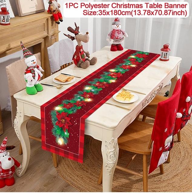 Christmas Table Runner Merry Christmas Decoration for Home Table 2026 Xmas Ornament Navidad Notal Noel Happy New Year Gifts 2026