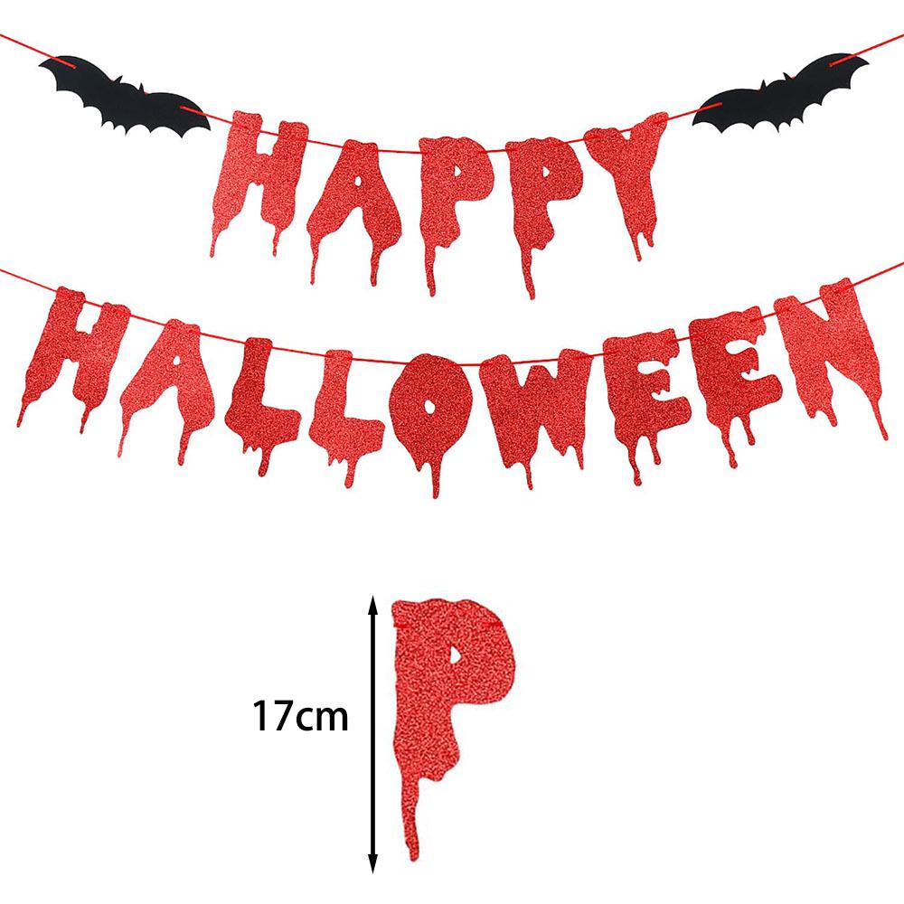 Red Glitter Bat Banner for Halloween Party Decor