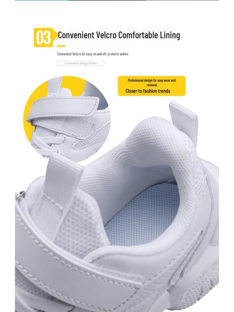 Children's Breathable Mesh Running Shoes - Boys' White Sports Sneakers for Students