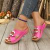 Fashion New Summer Round-toe Wedge Comfortable Open-toe Casual Slippers Fashionable Thick-soled Large-size Fish Mouth Slippers for Women