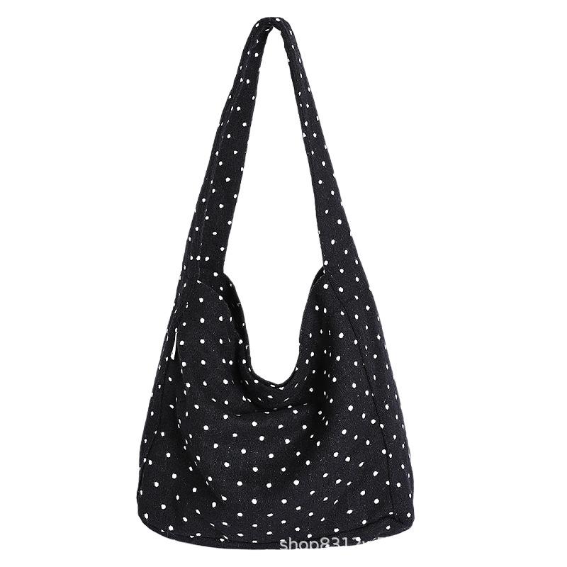 

Fashi Polka Dot Top Handle Bags Texture Shoulder Bags Lightweight Korean Tote Large Capacity Storage Bag for Women Students