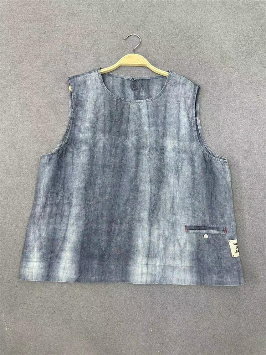 

Летние жилеты Johnature Fried-color Vintage, японские повседневные свободные многослойные женские жилеты без рукавов со шнуровкой One Size синий