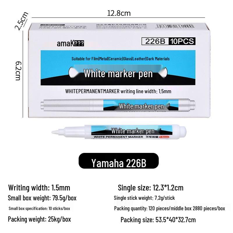 Odorless White Water-Based Fine Tip Marker for Black Card, Fade-Resistant Graffiti and Tire Highlighting