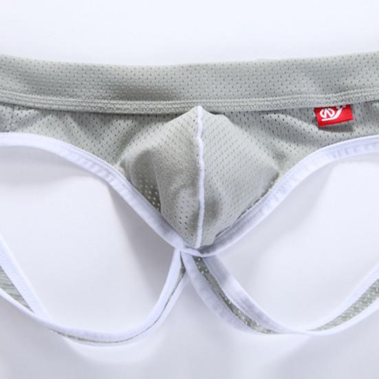 Men Briefs Low-rise U-Convex Patchwork Color Thong Breathable Mesh Hip Lifting Fine Stitching Underwear