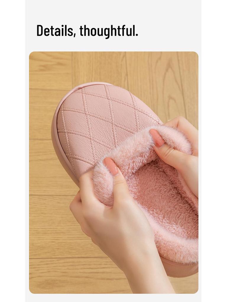 Damen Wasserdichte Baumwollpantoffeln - Herbst/Winter 2025, Samtgefüttert, Warm, Dicke Sohle, Innen-/Außenbereich