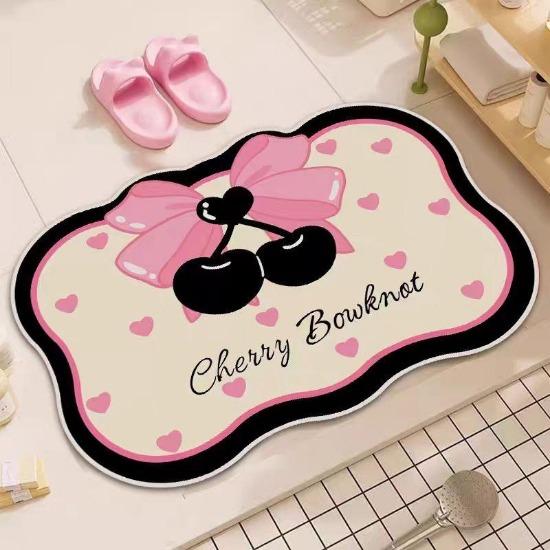 Ins Wind Bow Bathroom Bathroom Diatom Mud Floor Mat Living Room Entry Carpet Water Absorbent Non-slip Foot Mat