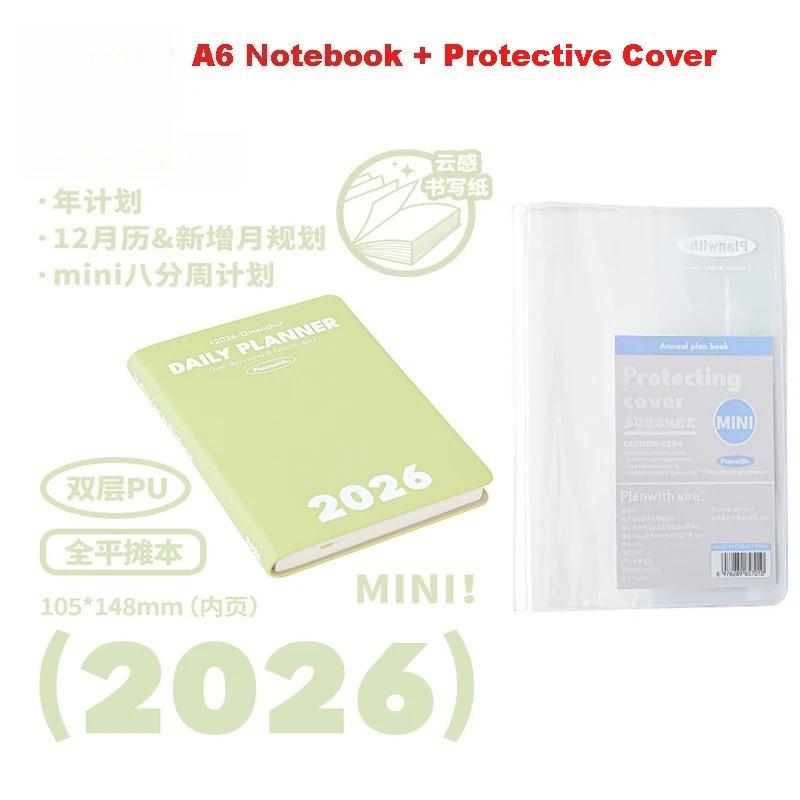 2026 Pocket A6 Notebook Planner Soft Cover Mini Journal Daily Plan Weekly Yearly Monthly Planning Agenda Calendar Gift