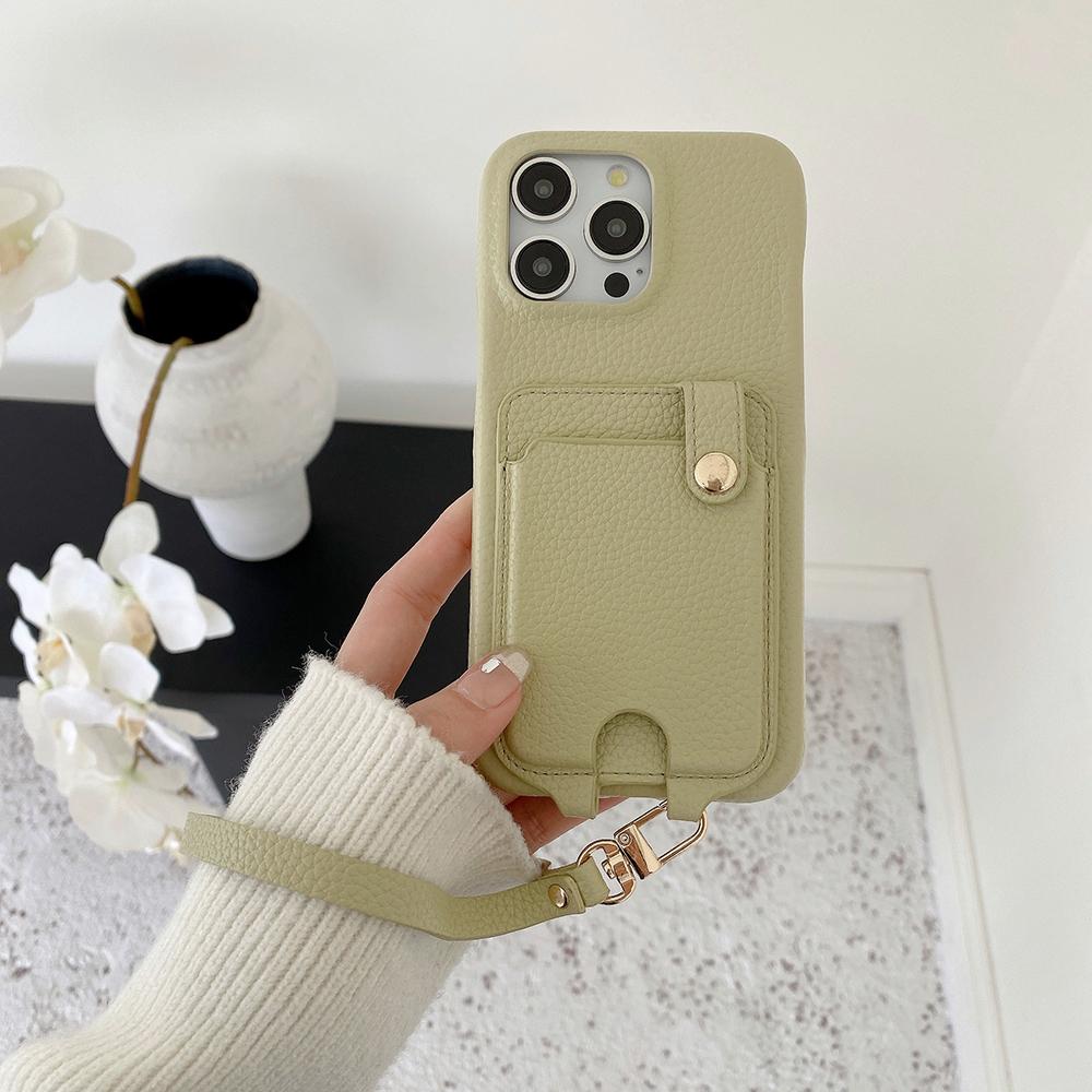 Für iPhone 15 Pro Max Hülle Multifunktionale Kartenfächer Leder Rückseite mit Handschlaufe