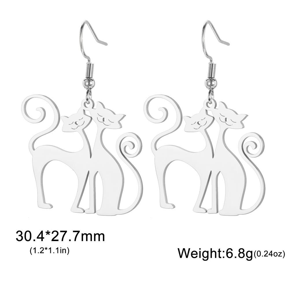 Unift Sassy Kitten Cat Charms Earrings for Women Girl Stainless Steel Dangle Earring Lovely Zircon Ear Piercing Pet Lover Gift