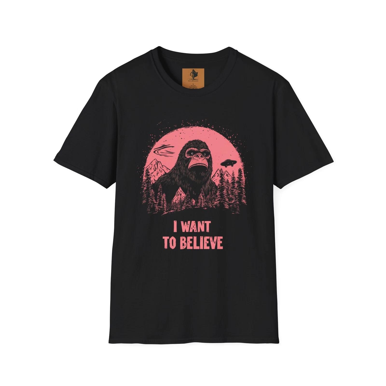 Sasquatch T-Shirt, Bigfoot Gift, UFO Tee, Cryptid I Want to Believe T-Shirt 3XL