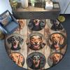 Dachshund Collage Round Area Rug,Carpet Rug for Living Room Bedroom Sofa Playroom Decor,Non-slip Floor Mat