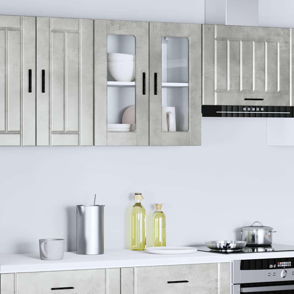 Vidaxl Kitchen Wall Cabinet with Glass Door, Porto, Grey
