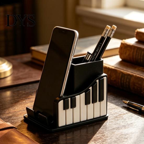 Creative Office Supplies Decor Piano Shape Pen Holder, Music Themed Organizer, with Phone Stationery Holder Design, Storage Box for And School Shaped