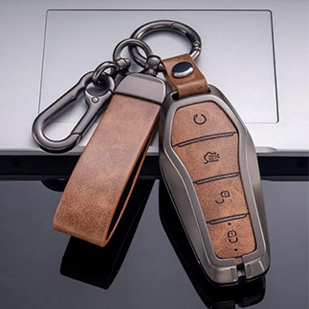 Zinc Alloy Car Key Case 4 Butoons Easy To Install Remote Fob Holder For Byd Song Plus Atto 3 Han Ev Tang Dm Qin Seal Dolphin