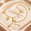 Trendy Stainless Steel Conch Sun Flower Pendant Necklace Heart Tassel Charm Necklace for Women Luxury Non Fading Jewelry Gifts
