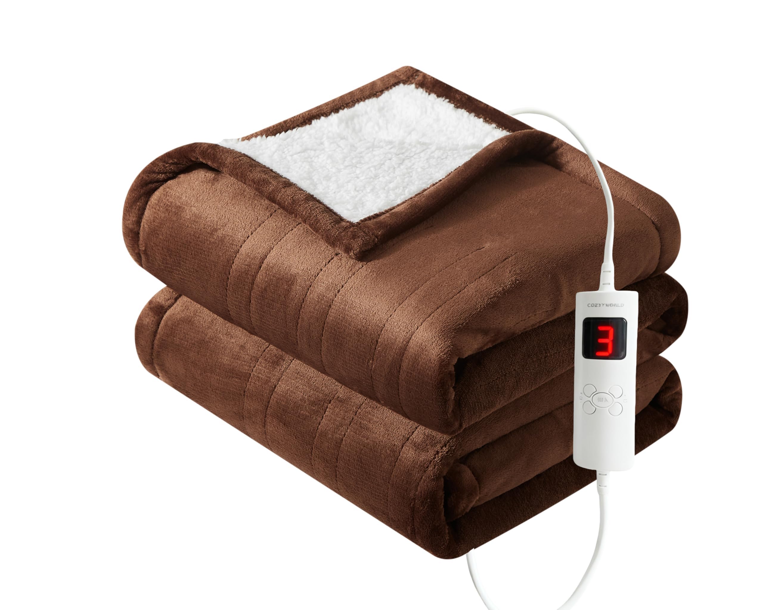 

Electric can be used as a blanket or lap with 9 temperature settings and a and is machine washable blanket, blanket, 9-step timer, (brown, 188x130cm)