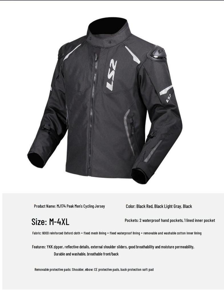 LS2 Men's Motorcycle Riding Suit: Windproof, Anti-Fall, Quick-Release, for All Seasons (Model MJ174)