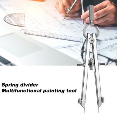 Metal Spring-Type Caliper Divider Multifunction Bow Compass Divider for Geometry Drafting Engineering Drawing Architecture Tool