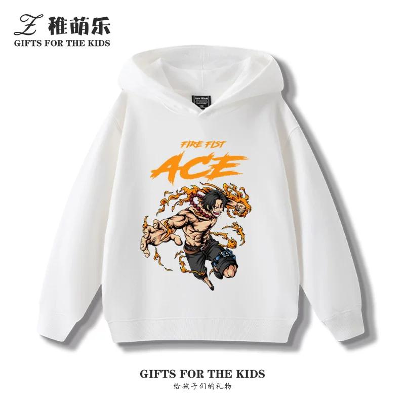 Kinder-Hoodie mit Aufdruck zum Thema Luffy aus One Piece, innen gefüttert mit Fleece, vielseitig und modisch für Herbst und Winter.