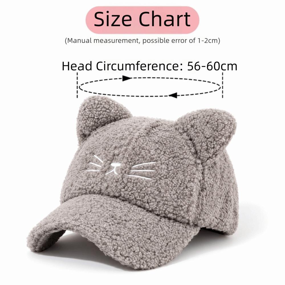 Adjustable Fleece Peaked Hat Lamb Fleece Baseball Cap New Cat Ear Baseball Cap  Women Girls