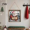 Xmas Door Hanger Christmas Wooden Hanging Sign, Gnome Snowman Angel Candle 2D Wood Plaque, Indoor Holiday Party Decor Vintage Wall for Home