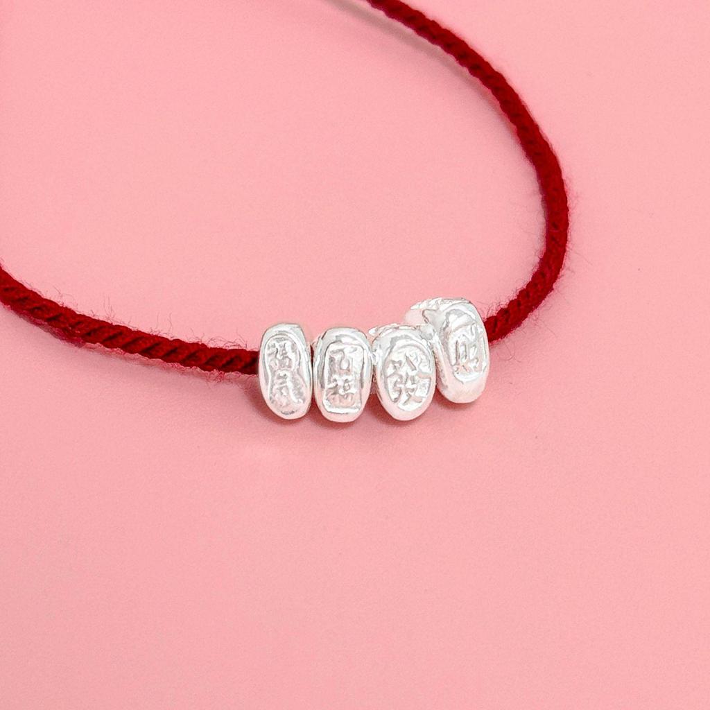 S999 Sterling Silver Good Luck Spacer Beads for DIY Crystal Bracelet or Necklace - Irregular Shape Rope Accessories