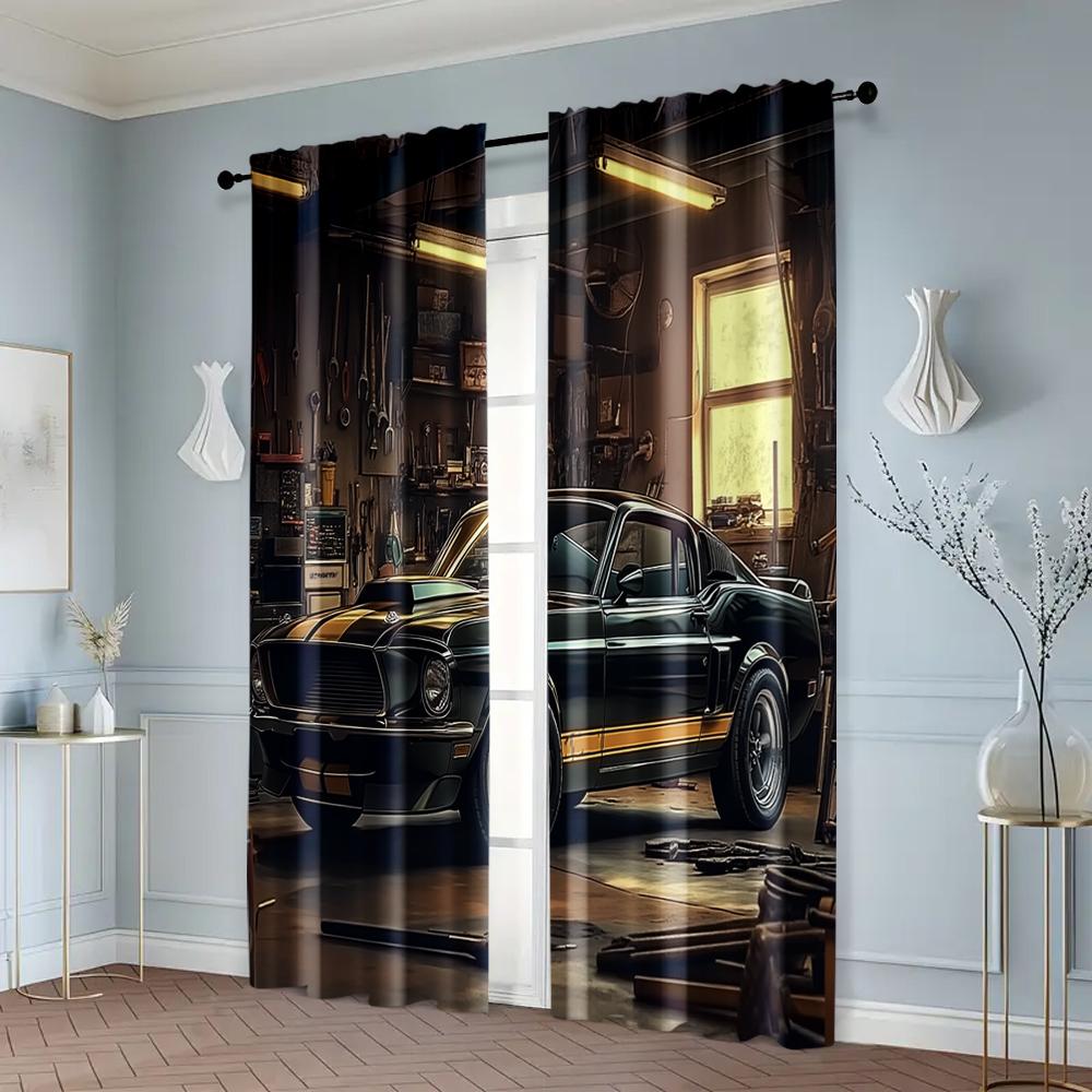 2 szt., Zasłony we wzory Złożony starożytny super samochód Wszechstronny Trwały Poliester (bez pręta) Wyprzedaż rzeczy Lideal do sypialni
