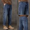 Spring And Autumn Winter New Men'S Plush/Regular Jeans Slimming Straight Stretch Business Versatile Long Pants