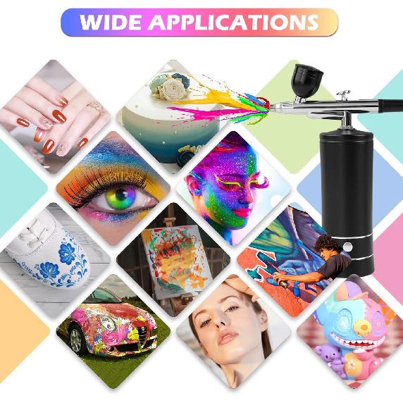 Airbrush Kit with Compressor, Air Brush Gun Rechargeable Portable High Pressure Air Brushes with 0.3mm Nozzle and Cleaning Brush Set for Painting,