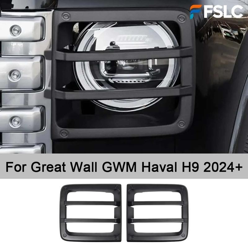 For Great Wall GWM Haval H9 2024+, 2Pcs Front Headlight Protective Cover Anti-Collision Decor Frame