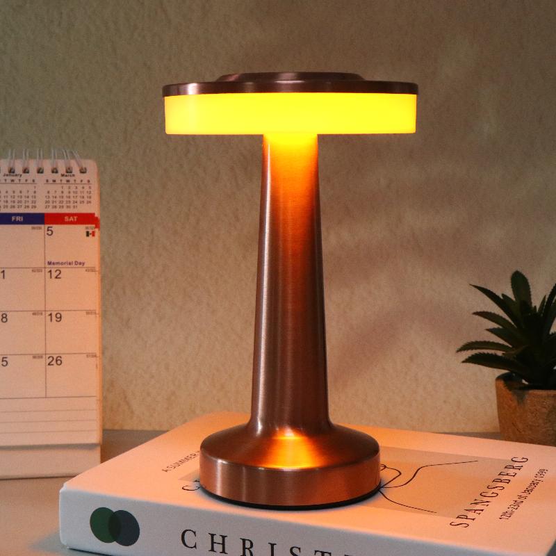 1 Set Dumbbell Table Lamp LED Metal Touch Rechargeable Night Light for Bedroom Reading Home Decor