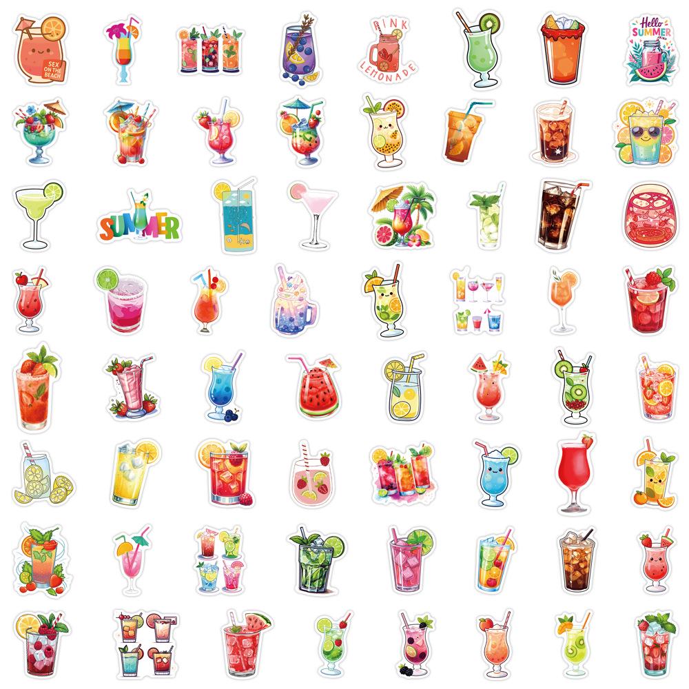 64 Summer Drink Graffiti Stickers: Waterproof Decoration for Skateboards, Notebooks, Water Cups