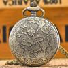 Vintage Bronze Clamshell Pentagram Hollow Carving Male Female Gift Quartz Pocket Watch