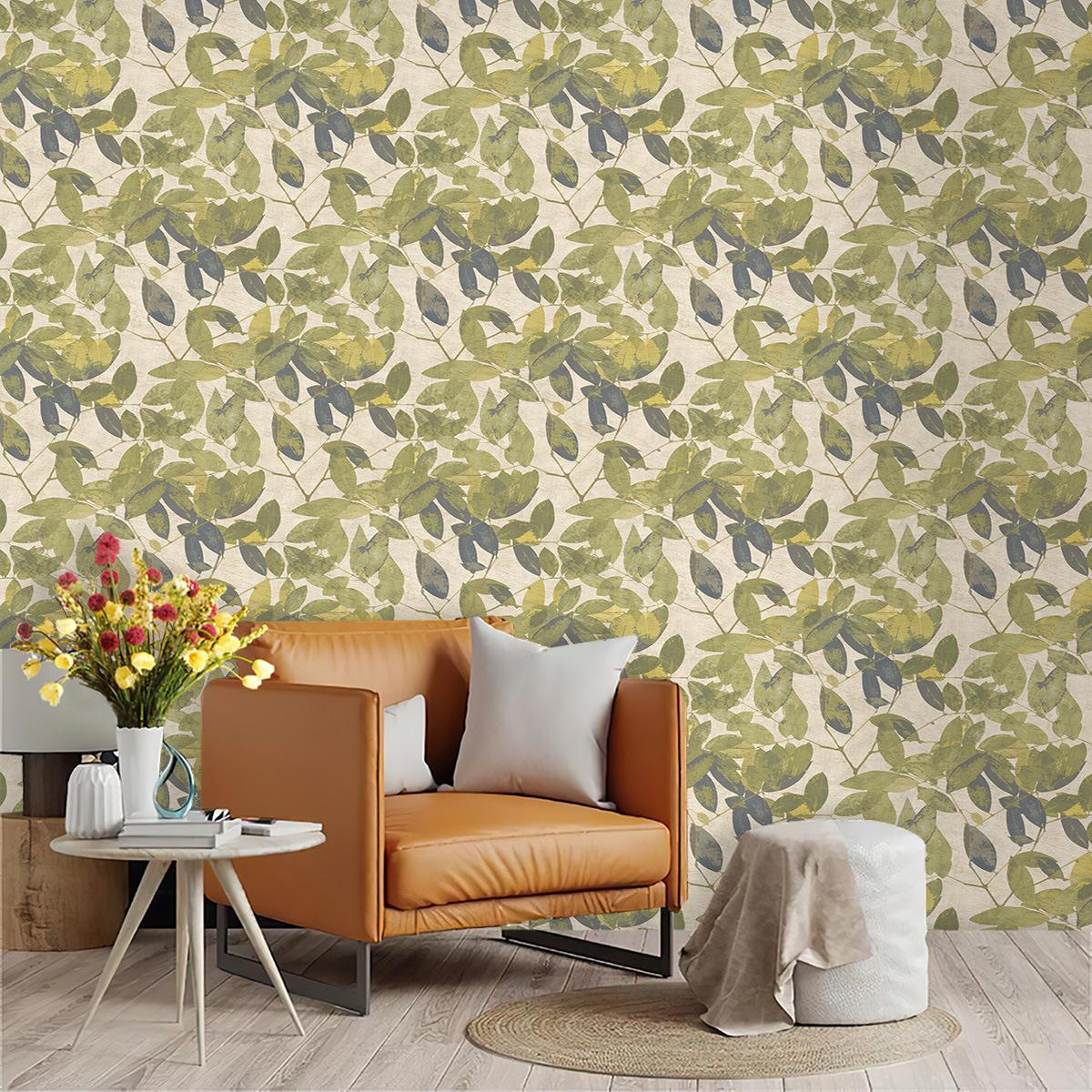 

Green Leaves Furniture Cabinet Stickers Chic Vinyl Peel And Stick Wallpaper Retro Removable Contact Paper 3mx45cm