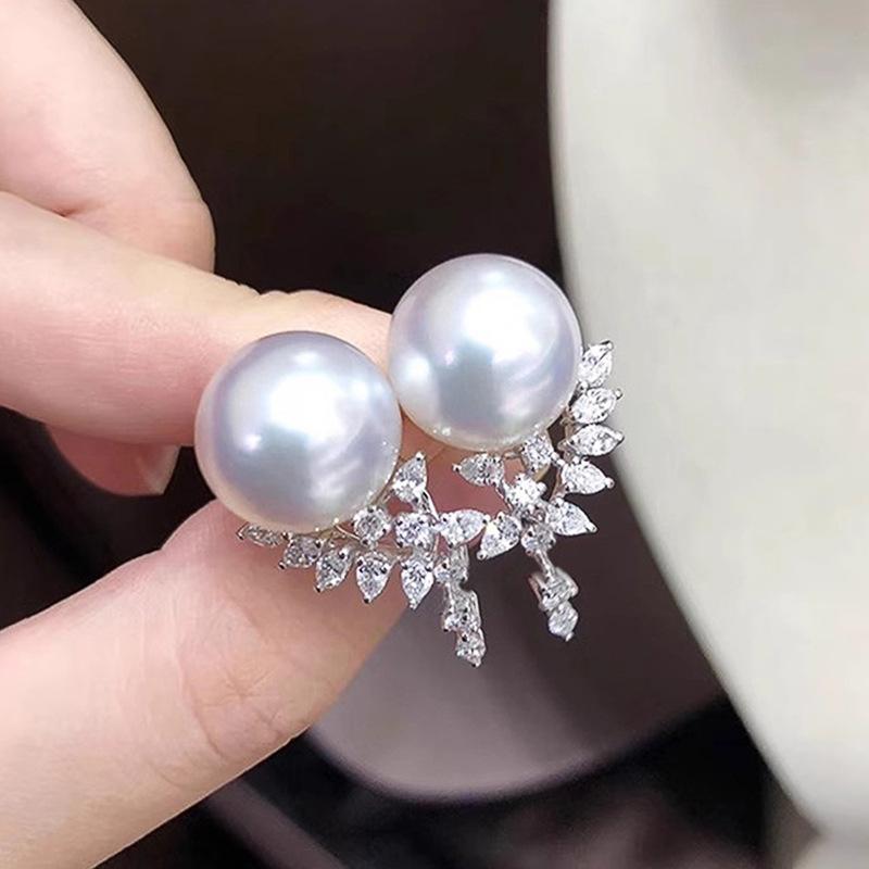 Imitation Pearl Earrings For Women, Elegant Temperament Geometric Zircon Stud Earrings, Light Luxury Jewelry With A Sense Of Design