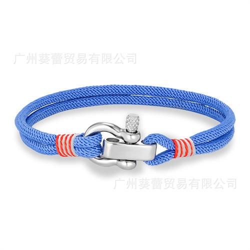 Stainless Steel Adjustable Mini Horseshoe Buckle Men'S Captain Rope Bracelet Couple Anchor
