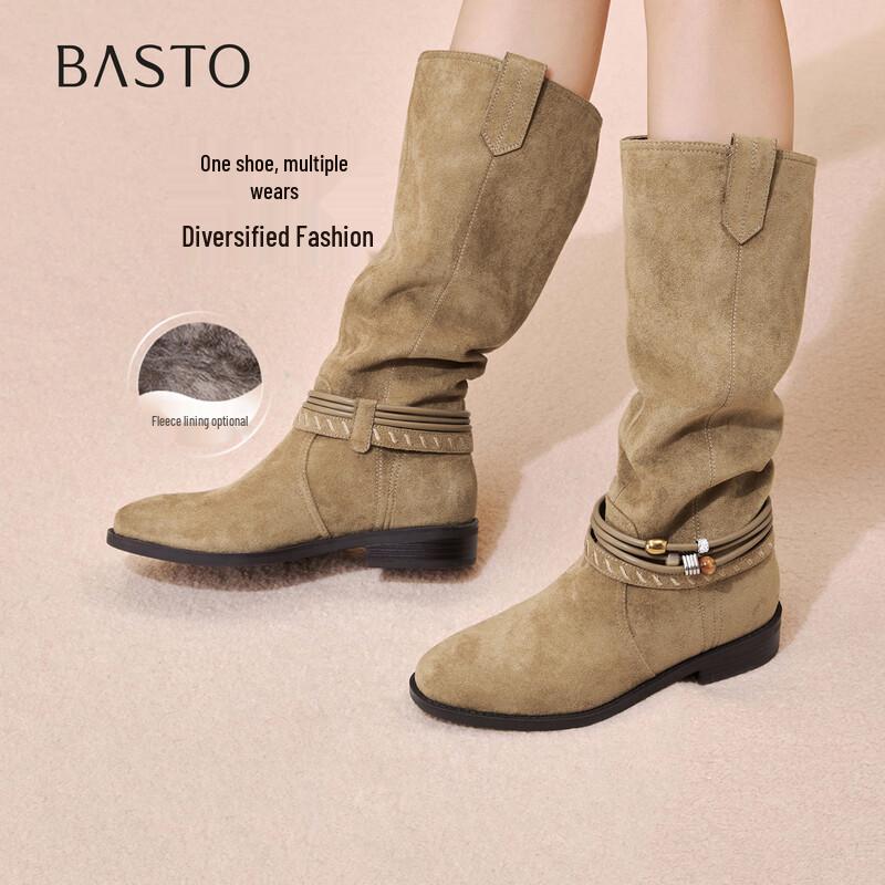 Basto Women's Retro Slouchy Western High-Tube Boots