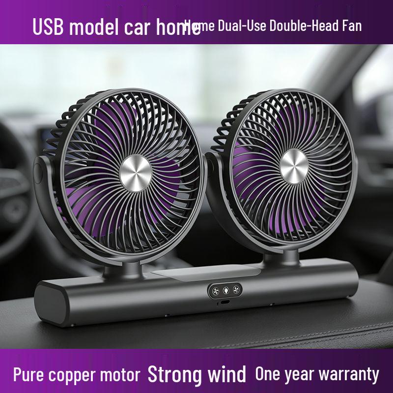 Adjustable Dual-Head Fan with Light for Home and Travel