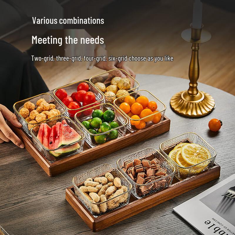 Walnut Wood Square Snack and Fruit Platter with Lid