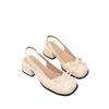 French Bow Thick Heel Bag Head Sandals Women's Summer 2025 New with Skirt Temperament Medium Heel High Heel Single Shoes