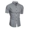 Summer Men's Stand-up Collar Solid Color Short-sleeved Shirt Casual Fashion Single-breasted Men's Shirt