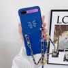 Fashion Diy Bow -Knot Long Chain Shoulder Strap Cases For Samsung Galaxy Z Flip 1 2 Zflip2 1 5g Hard Pc Lanyard Crossbody Cover