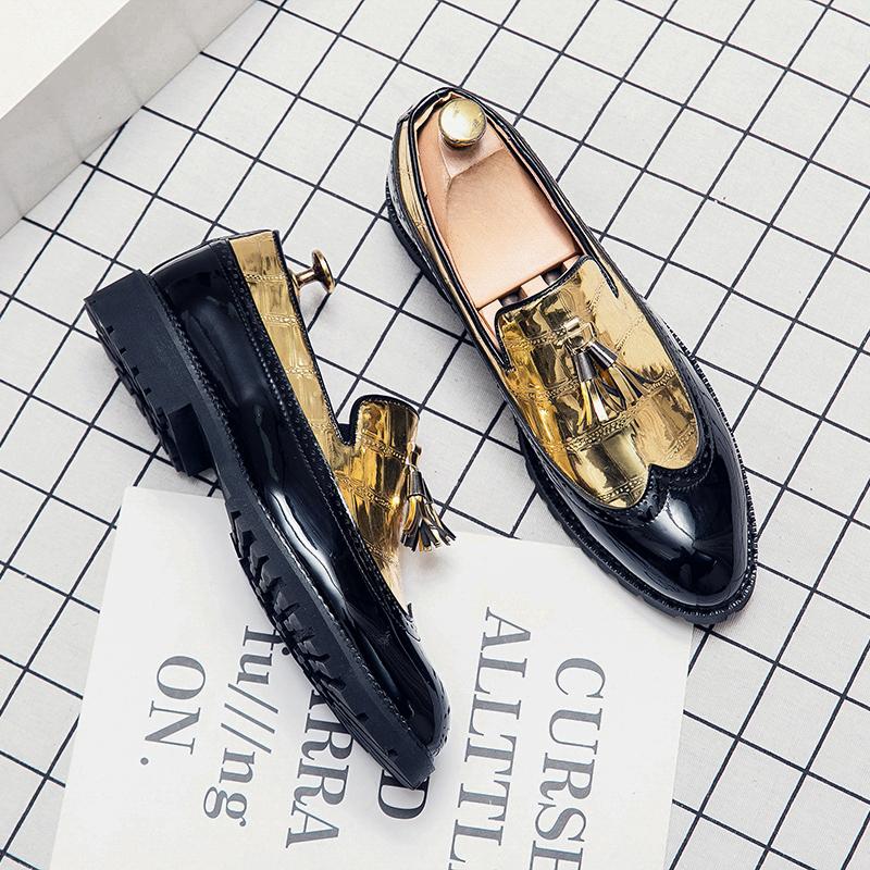 Fashion Office Patchwork Dress Shoes for Men Luxury Breathable Casual Leather Loafers Driving Moccasin Mens Business Three Color
