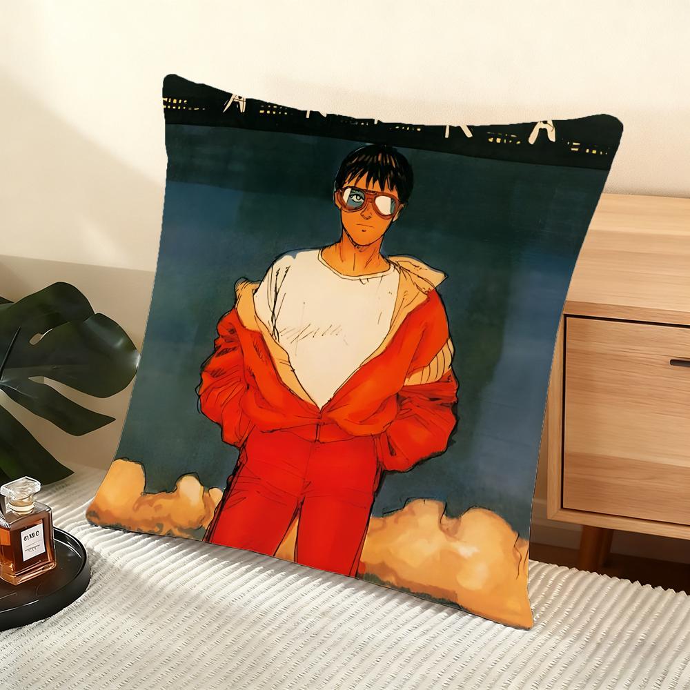 Cushion Cover Silky Short Plush Home Sofa Cushion Cover - Invisible Zipper Home Decoration Akira Anime