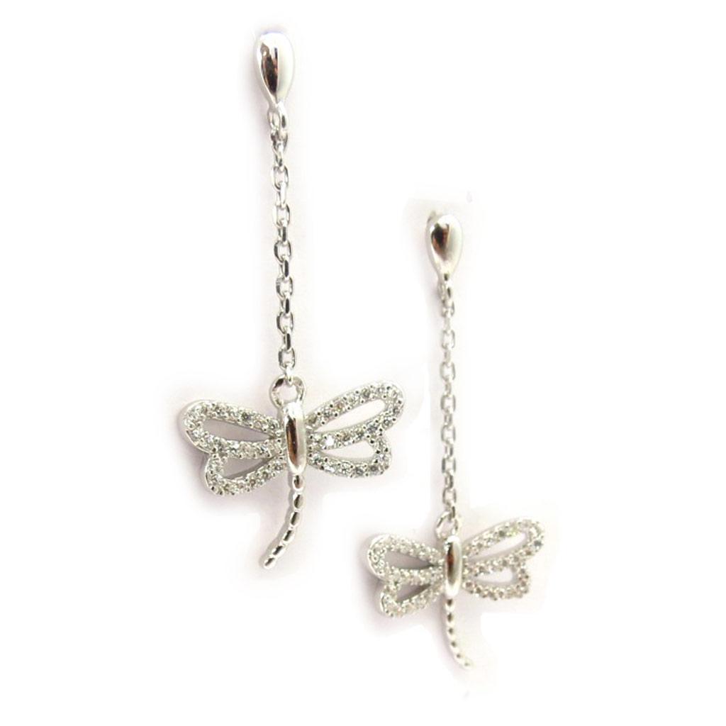 Les Trésors De Lily [K6670] - Silberohrringe 'Libellen' Silber weiß (rhodiniert) - 12x16 mm