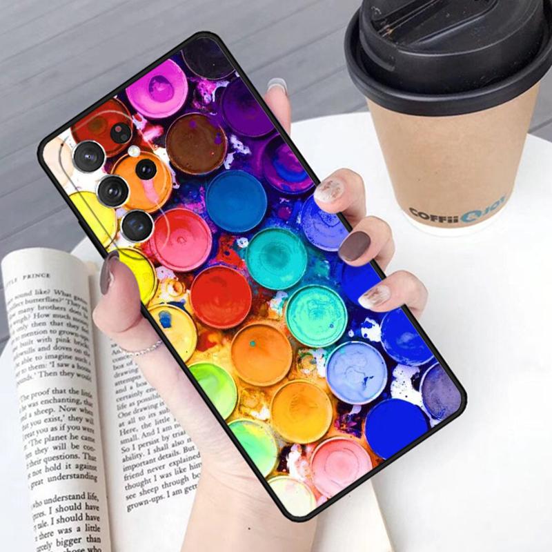 

Colorful Watercolors Set Paint Palette phone case Cover For Samsung Galaxy S24 S25 Ultra S21 S22 S10E Note 10 Plus 20 FE S23 Note10 Pro(Plus)